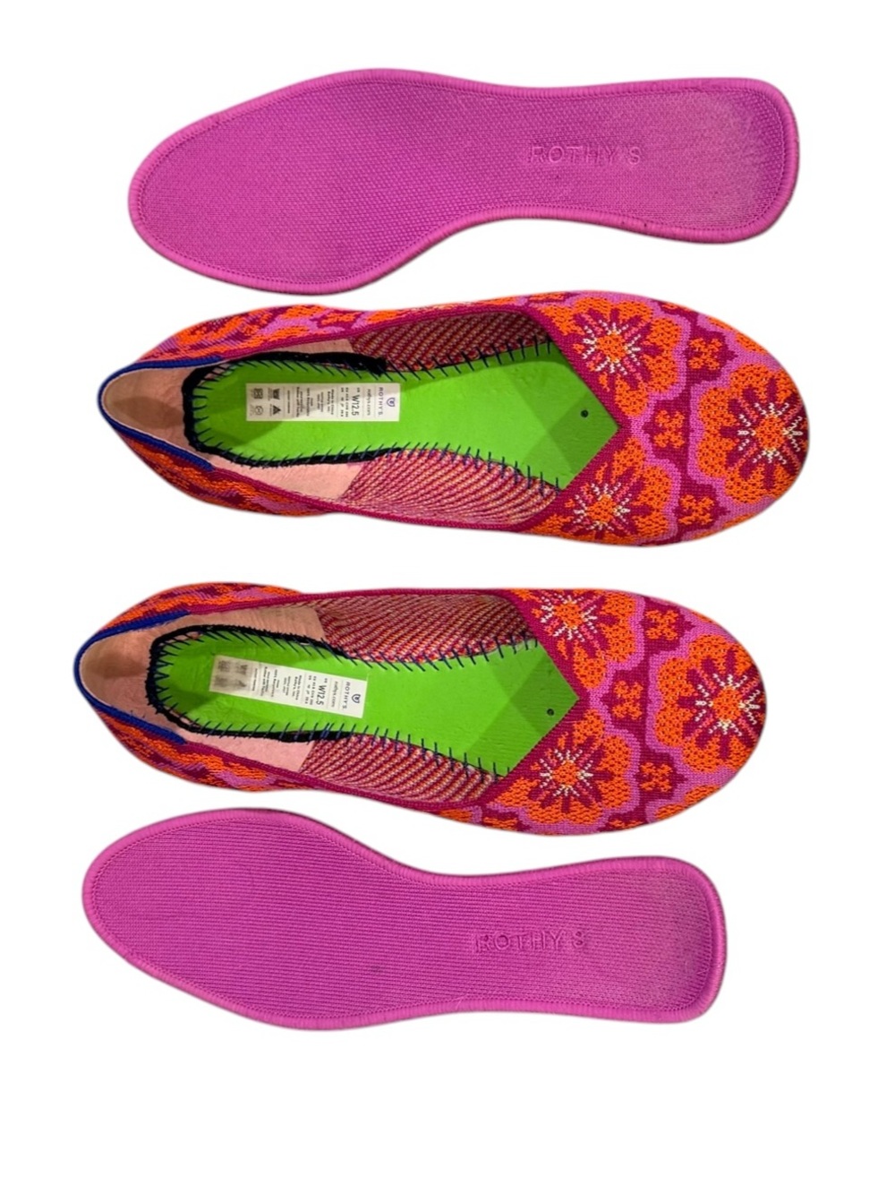 Rothy's Limited Edition Lotus Burst Pink and Orange Floral Knit Ballet Flats - Picture 5 of 9